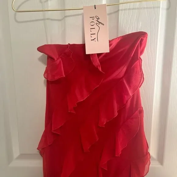 Oh Polly Nevali Bandeau Ruffle Dress NWT! - Picture 6 of 10